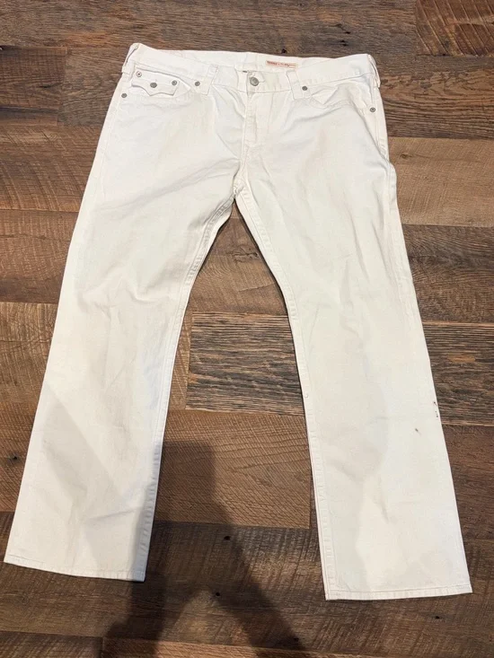 Vintage True Religion Ricky White Jeans Men’s 42x32 Made in USA Straight Leg