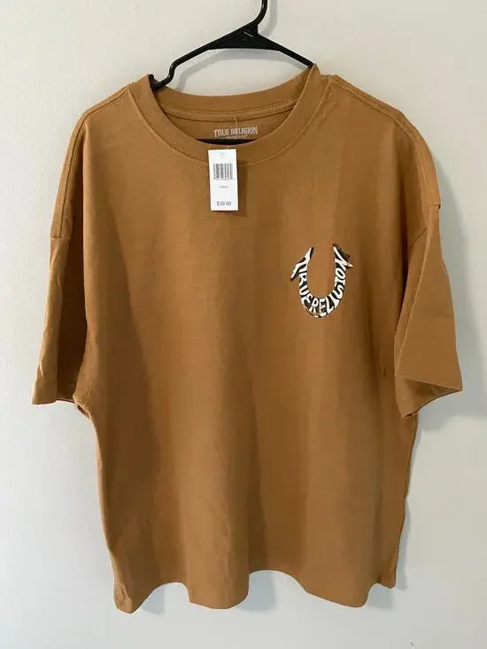True Religion Puff Print Horseshoe Tee Mens Size Small Oversized Graphic