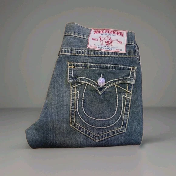 Vintage True Religion Ricky Super T Jeans Men's Size 38 x 34 Made in USA Thick