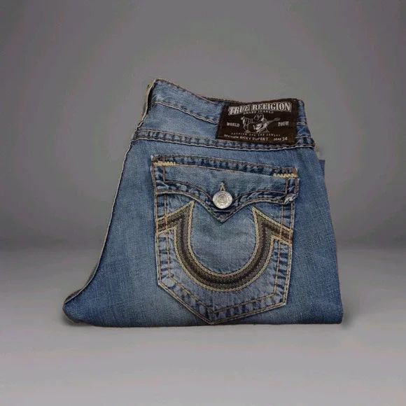 Vintage True Religion Ricky Super T Jeans Men's Size 38 x 34 Made in USA Thick
