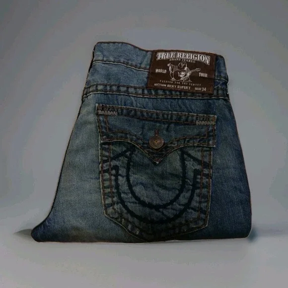 Vintage True Religion Ricky Super T Jeans Men's Size 38 x 36 Made in USA Thick