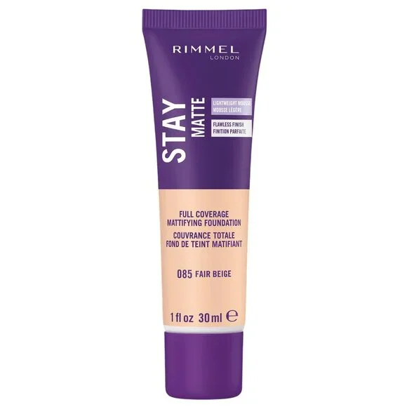 Rimmel London 085 Fair Beige Stay Matte Foundation 1 fl oz Full Coverage NEW