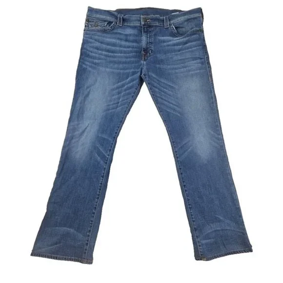 True Religion Jeans‎ Men's 42x31 Blue Straight Denim Faded Whiskers Streetwear