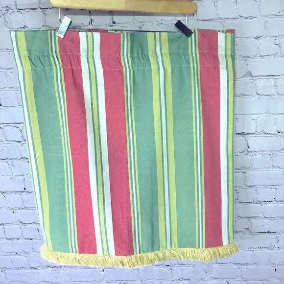 Custom Tailored Grandmillenial Valance Pink Green Gold Fringe Trim Size 24