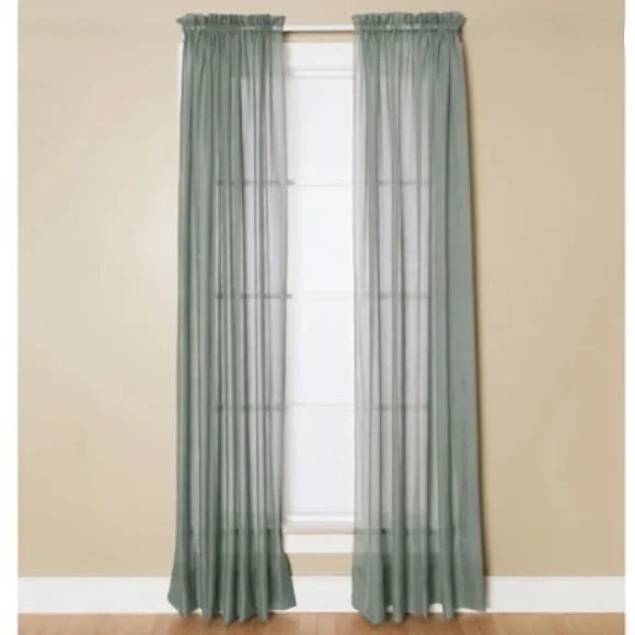 Preston One Panel 52 Inch x 84 Inch One Rod Pocket Sheer Curtain Panel, Green