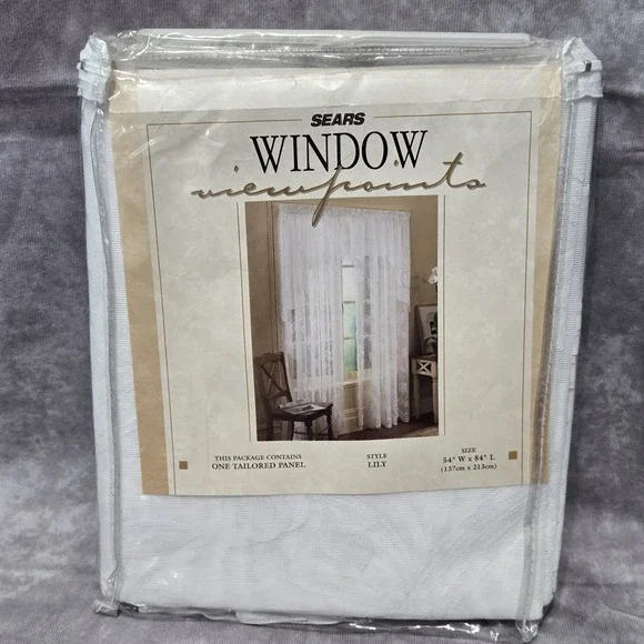 Sears Window‎ Viewpoints Tailored Curtain Panel  Lily 54x84 Winter White