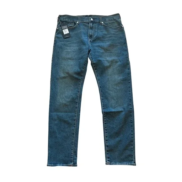 True Religion Geno Big T Flap Slim Jeans Mens 36 Medium Steamy Wash Blue 700393‎