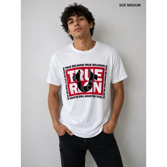 TRUE RELIGION Medium White Graphic Print T-Shirt -1869