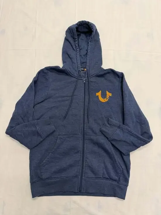 True Religion Men's World Tour Graphic Zip-Up Hoodie Blue