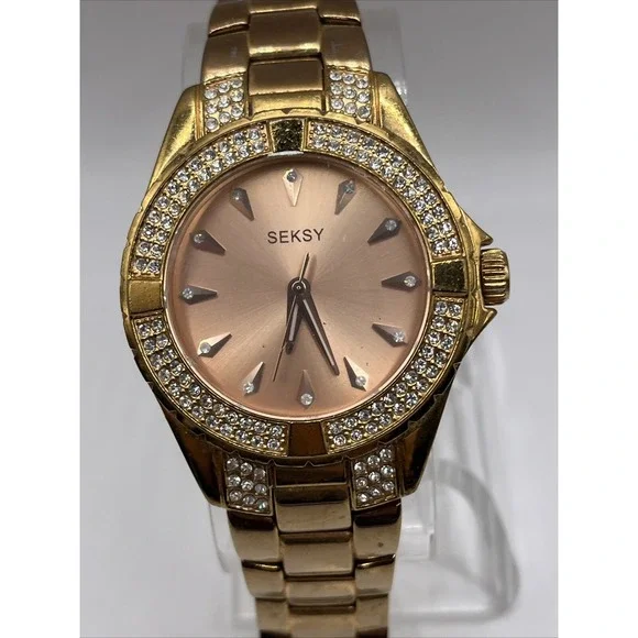 Sekonda Seksy‎ Women's Quartz Watch Rose Gold Rhinestone Bezel- New Battery