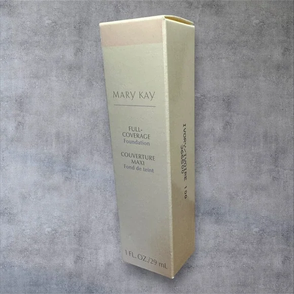 Mary Kay Full Coverage‎ Foundation Ivory 100 366500 1oz New Gray Cap