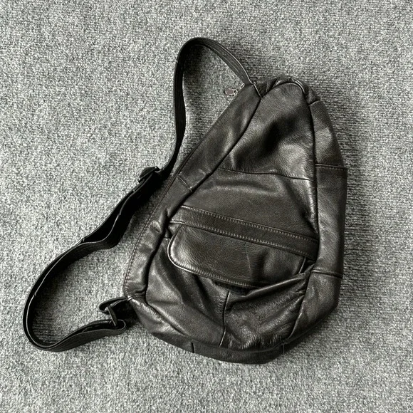 Amerileather Bag Chocolate Sling Backpack Leather Crossbody Mens Travel‎ Daypack
