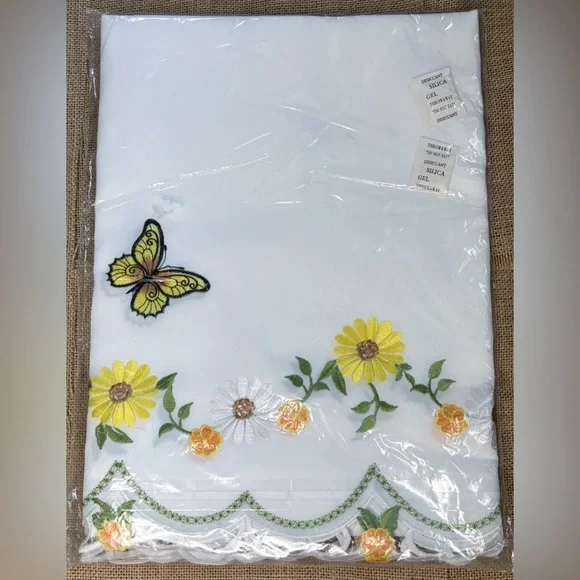 Butterfly Daisy Rod Pocket Curtain Set Whimsical Retro Fairy Cottage Core