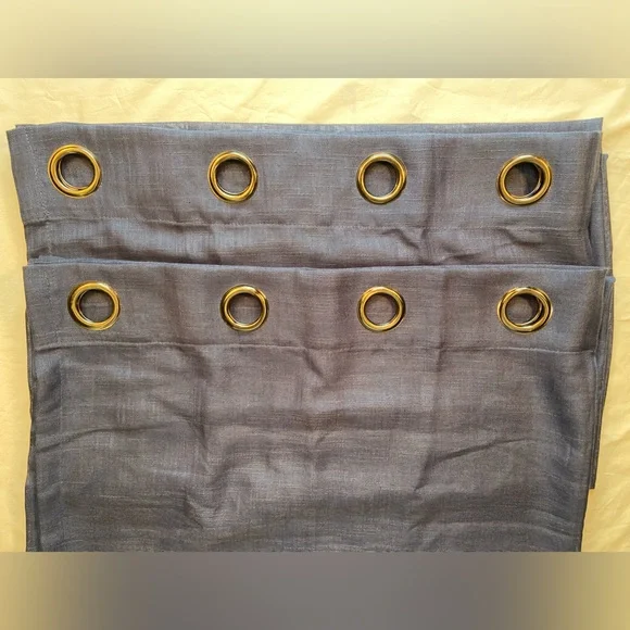 Curtain Panels 2, Blue sheer‎ panels with dark silver grommets, 72” x 54” each