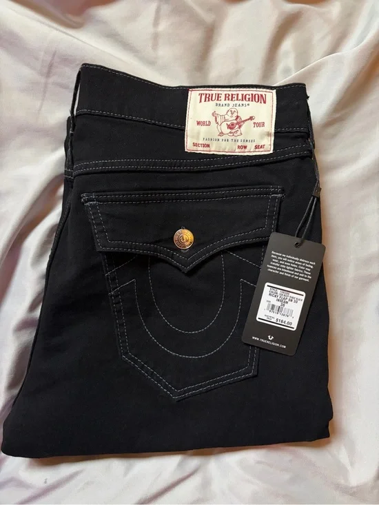 True Religion Black Skinny Jeans with Flap Back Pocket
