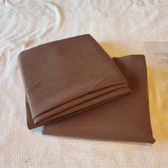 2 Chocolate Brown Linen Blend Back Tab Curtain Panels 52x102 Solid Textured