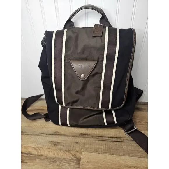 Fossil Lane Ruchsack Canvas Leather Backpack Bag Pockets Travel Work 13x16