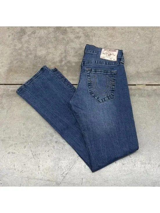 vintage true religion ricky blue straight leg jeans size 30 x 30