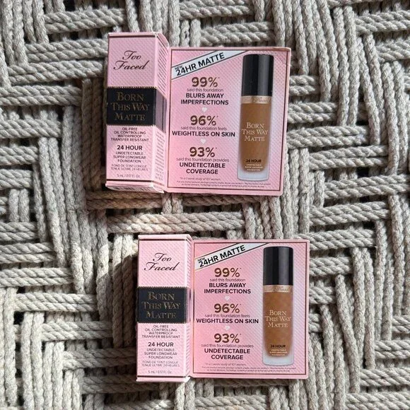 NEW Too Faced Born This Way Matte Foundation CHAI Mini Travel .17oz Set of 2