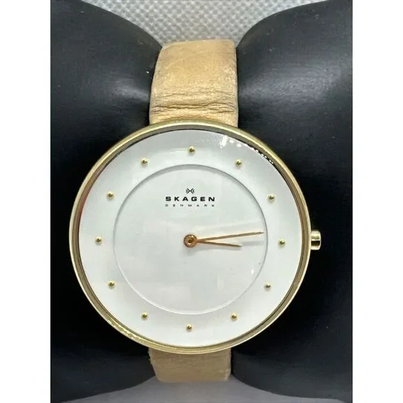 Skagen Gitte SKW2137 Women's Beige Leather Analog Dial Quartz Wrist Watch AEA028