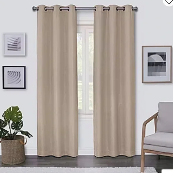 JACQUARD PANEL PAIR GROMMET TOP PANELS 42x84 CURTAIN BEIGE NUDE  ACCENTS COTTAGE