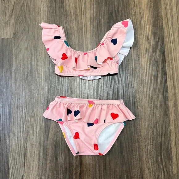 Janie & Jack‎ 6-12 Months Baby Girls Heart Ruffle Bikini Set