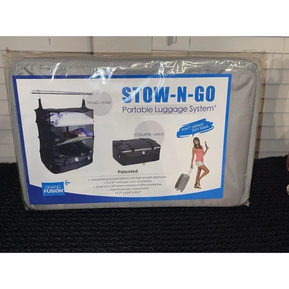 Grand Fusion Stow-N-Go 3-Tiered Portable Hanging Travel System 17.7