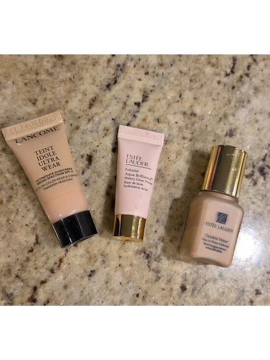 Lot of 3 Travel Sample Size Lancome Ultra Wear Estee Lauder Futurist Double Wear