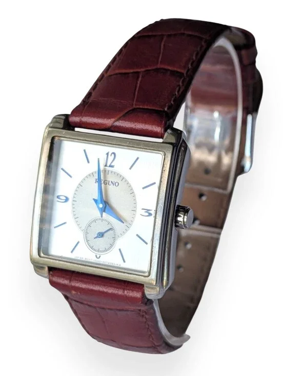 Citizen Reguno Watch Vintage Women's Silver Square Red Embossed Leather Strap