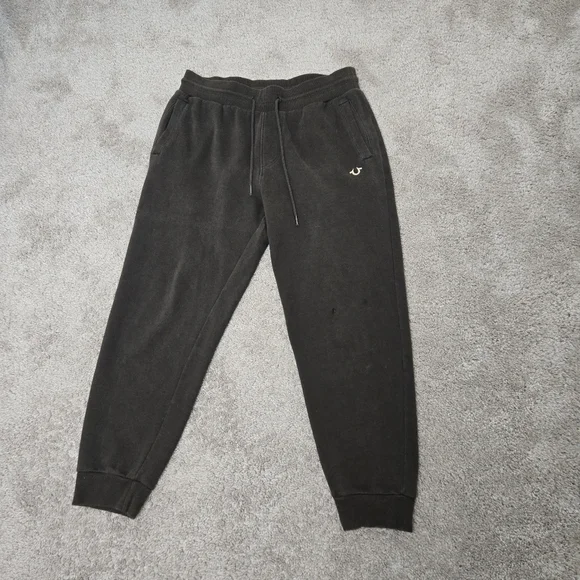 True Religion Men's Logo Horseshoe Jogger Sweatpants Large Brown Color‎ Pockets