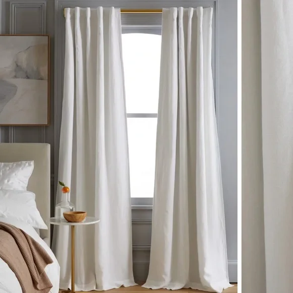 QUINCE 48x84 European Linen Room Darkening Curtain White 1977