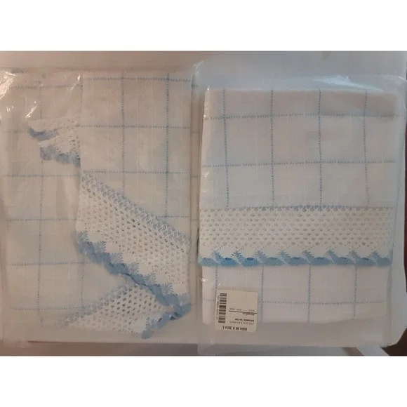Adirondack Cotton Blu & Wht Curtains 2 Panels 30