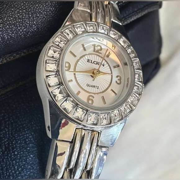 ELGIN Rhinestone Quartz Analog Watch (7.75”)