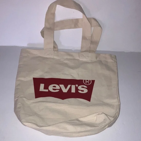 Levi's Cream‎ Canvas Tote with Red Logo 15x15