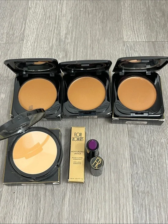 Flori Roberts makeup lot discontinued shades foundation pressed powder lipstick