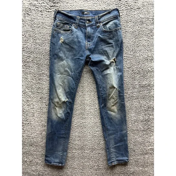 True Religion Rocco Relaxed Skinny Distressed Denim Jeans‎ Blue Mens Size 31