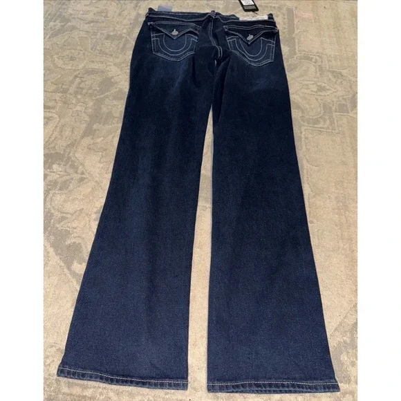 True Religion Ricky Big T Snap Flap Relaxed Straight Sz 31 X 34 Mens Dark Wash