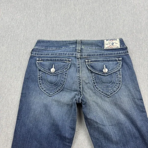 True Religion Jeans Womens 32 Blue Denim Bootcut Straight Leg Made In USA Pants