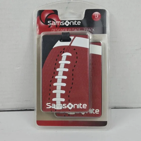 Samsonite Designer ID Luggage Tags - 2 Pack Football Sports Theme NEW SEALED