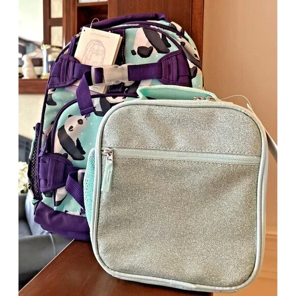 School Pottery barn BACKPACK LUNCH SET Travel Bag Panda girl Birthday gift🌈