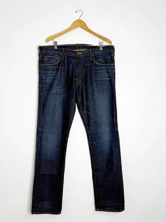 True Religion GENO Straight Leg Jeans Size 36 USA Made Dark Wash Stretch