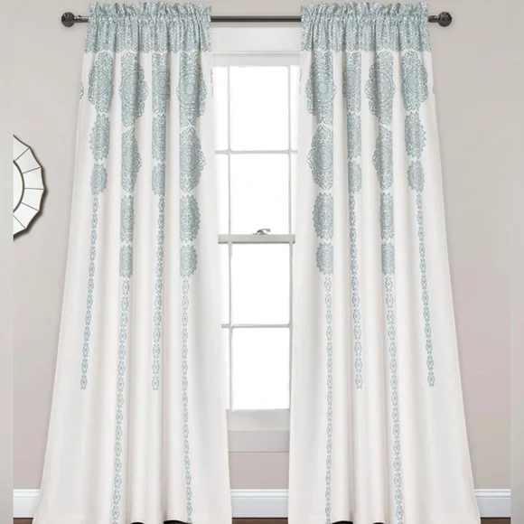 Lush Decor Stripe Medallion Curtains Fabric Mandala Bohemian Damask 84