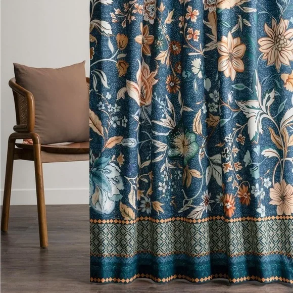 Maison d' Hermine Curtains luxury lift dark teal 50”x96” 2 panels