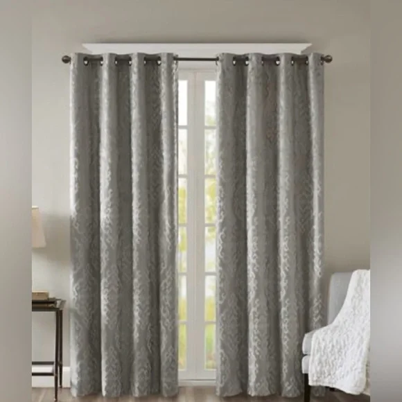 SunSmart Mirage Knitted Jacquard Total Blackout Grommet Window Curtain Panels