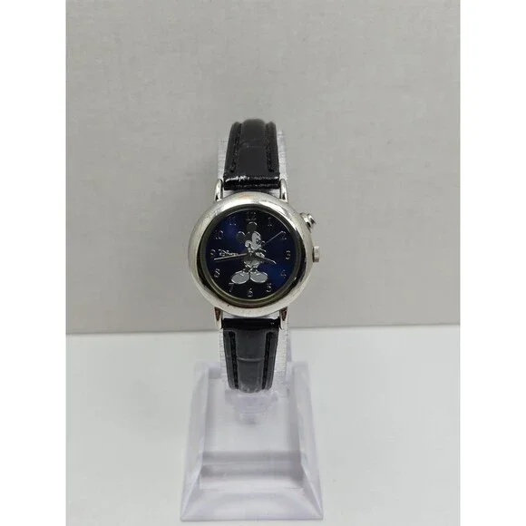 Disney by Seiko Mickey Mouse Musical Quartz Watch Navy Dial Leather New Battery