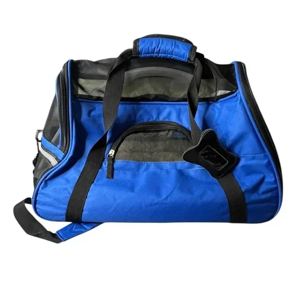 OxGord Blue Soft Sided Pet Carrier Small Dog/Cat Travel Bag with Fleece Bed 18in