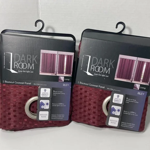 Dark Room Blackout Grommet Panel Curtains Room Darkening Burgundy Red 40