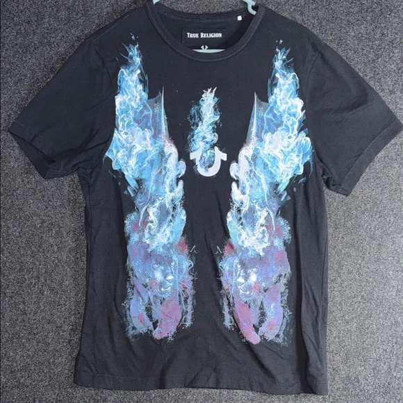 True Religion Black and Blue Graphic T-Shirt