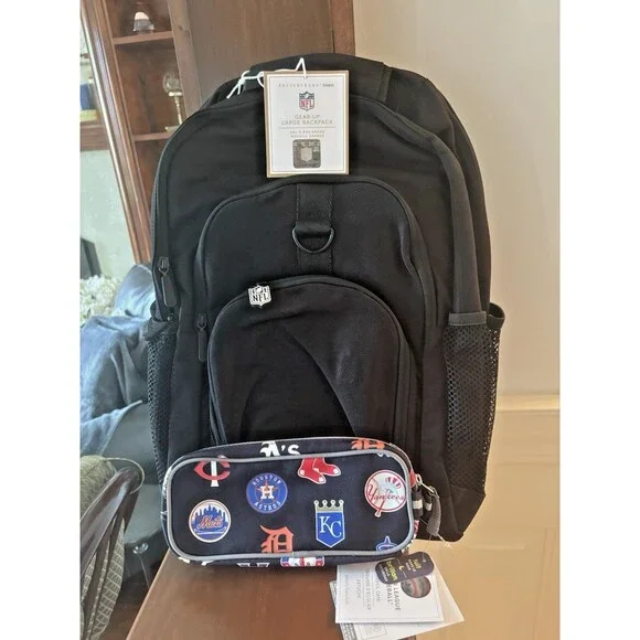 Pottery Barn School LARGE Backpack Football Baseball Travel Sport bag MLB NFL  .