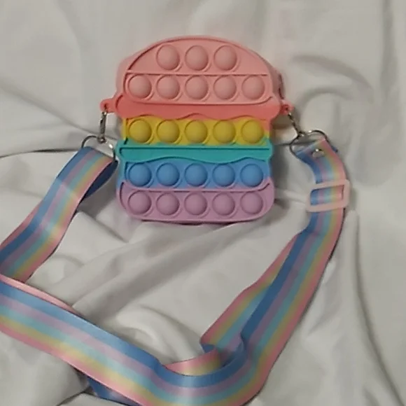 Pop It Rainbow Hamburger Bag 4.5 x 5 x 1.5 inches